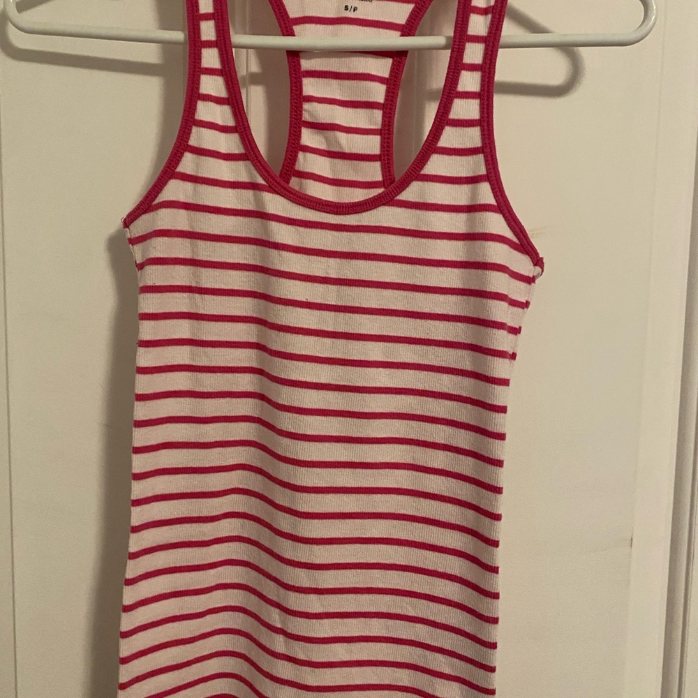 Joe Fresh Pink and White Striped Tank Top